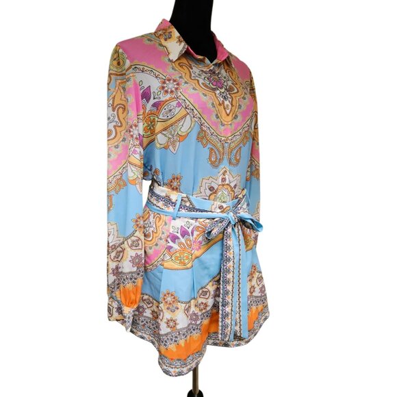 Colorful Beautiful Print Matching Shirt and Shorts Set-NWOT- Size Large - Picture 7 of 17